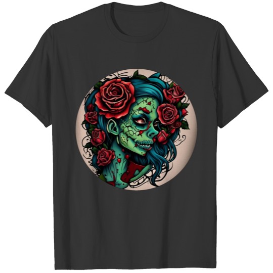 Zombie Girl / Halloween / creepy / green / Comic T Shirts