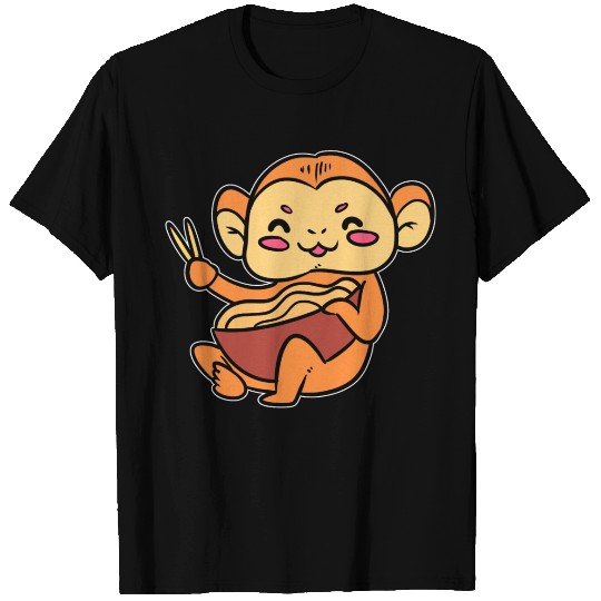 Monkey Eating Ramen Asian And Foodie Gift T Shirts