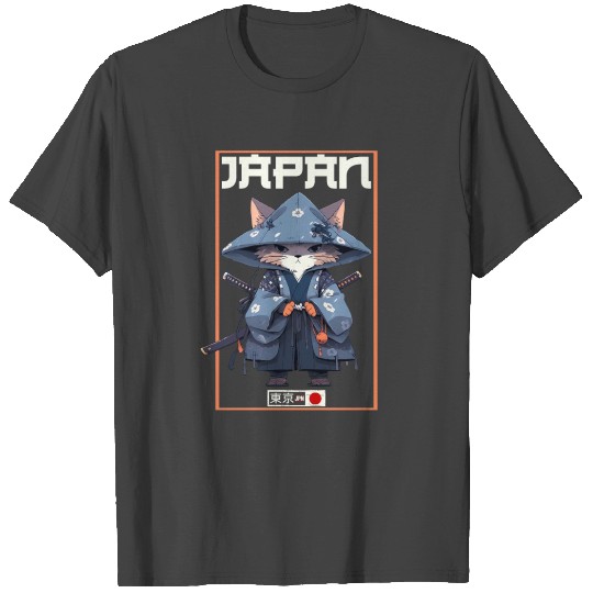 Asia Cat Japanese Samurais Samurai T Shirts