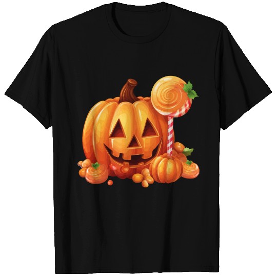 Cute Halloween Pumpkin With Candy T Shirts
