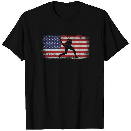Field Hockey American Flag Vintage T Shirts