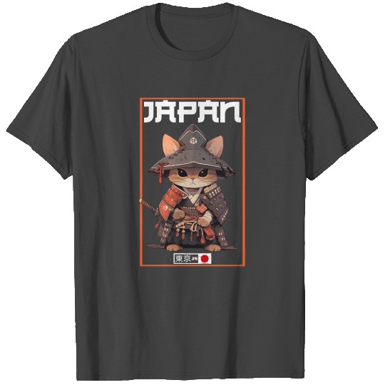 Asia Cat Japanese Samurais Samurai T Shirts