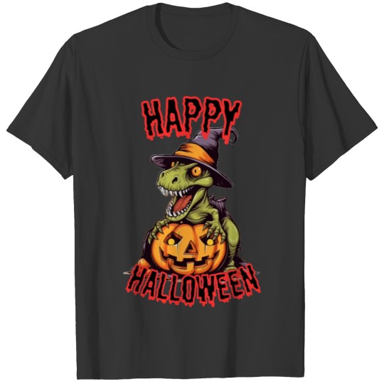Halloween Dinosaur pumpkin happy halloween T Shirts