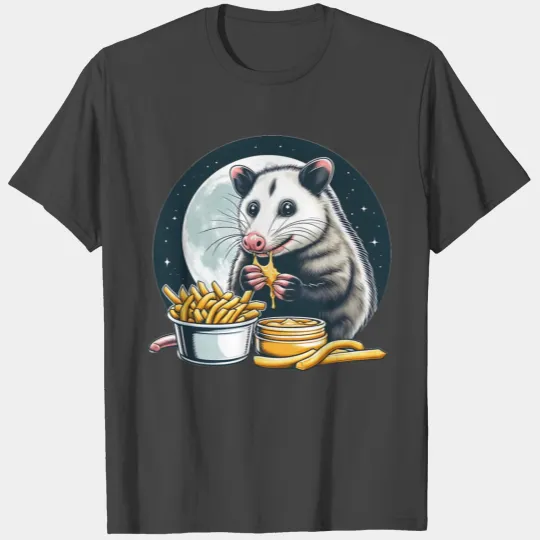 Possum enjoys French fries cheese dip T Shirts
