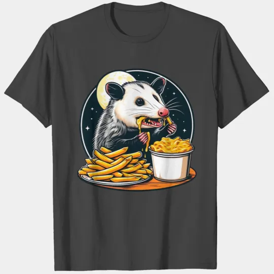 Possum enjoys French fries cheese dip T Shirts
