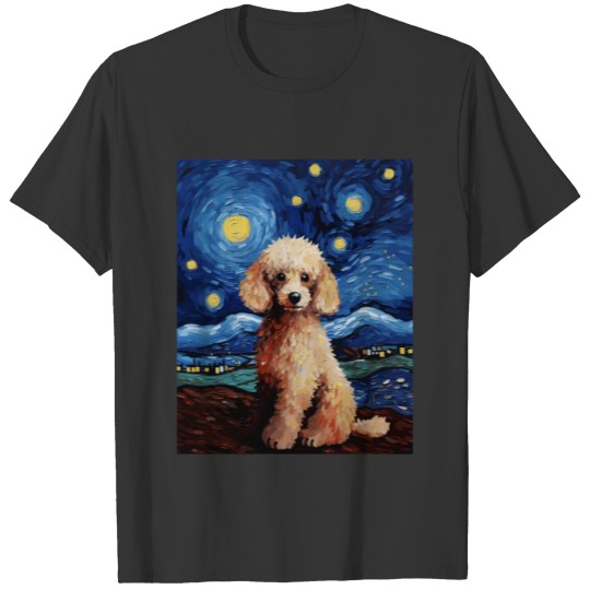 Poodle Dog Starry Night Van Gogh Art Lover T Shirts