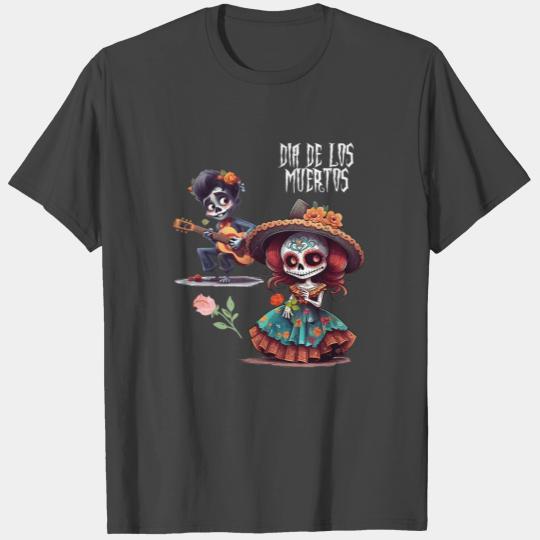 Vintage Mexican Day of the Dead skeleton Art T Shirts