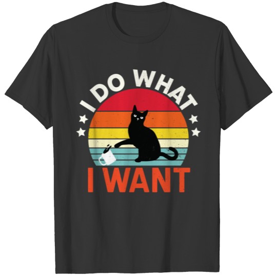 Vintage Retro Do What I Want Black Cat Red Cup T Shirts