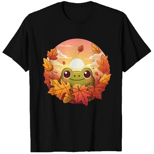 Autumn Melody: Frog, Colorful Leaves & Round T Shirts