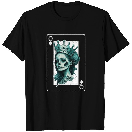Poker Card Game Creepy Queen of Spades Gothic T Shirts