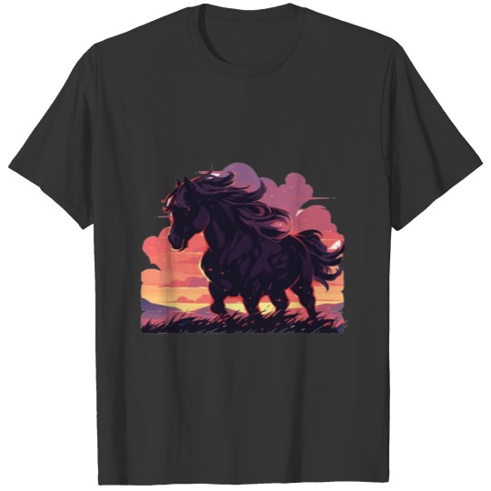 Horses Black Horse Horse Sunset T Shirts