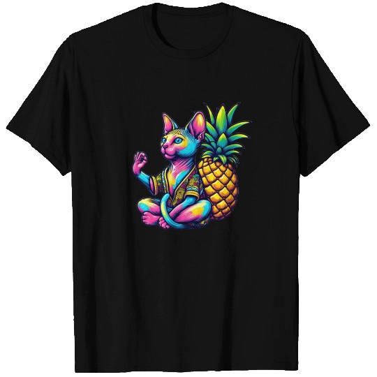 Meditating Sphynx cat with pineapple T Shirts