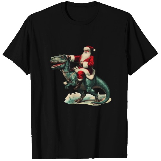 Santa claus riding a dinosaur T Shirts
