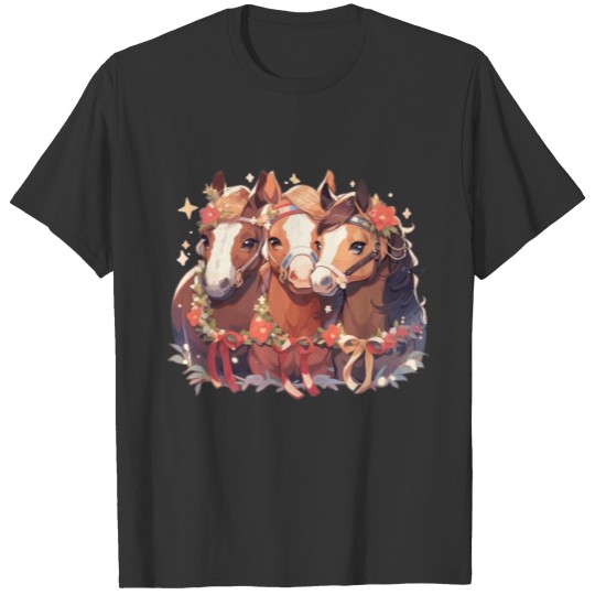 Horse Horses Christmas Riding Riding Sports T Shirts