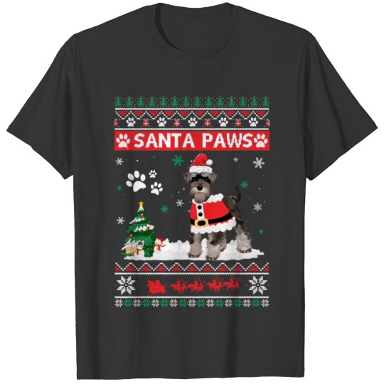 Santa Paws Schnauzer Merry Christmas Dog Funny T Shirts