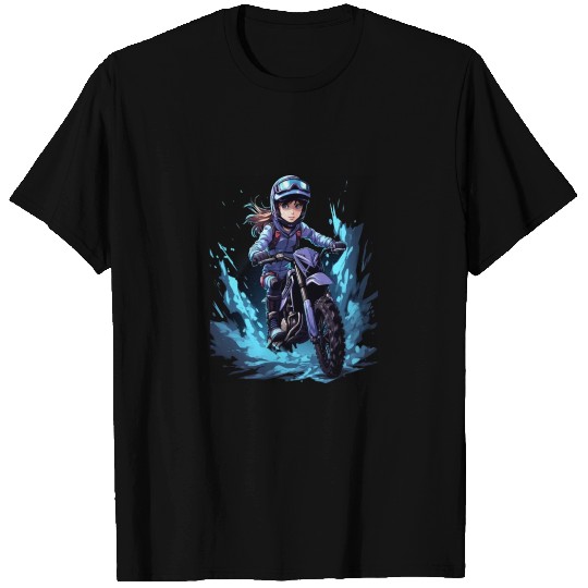 Dirt Bike Anime Girl Ice Racing Motorcycle Ice T Shirts