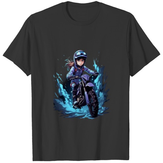Dirt Bike Anime Girl Ice Racing Motorcycle Ice T Shirts