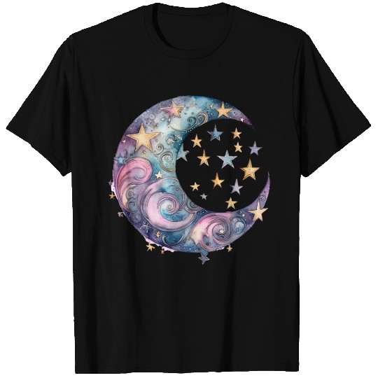 Cosmic Moon and Stars Space Galaxy Celestial T Shirts