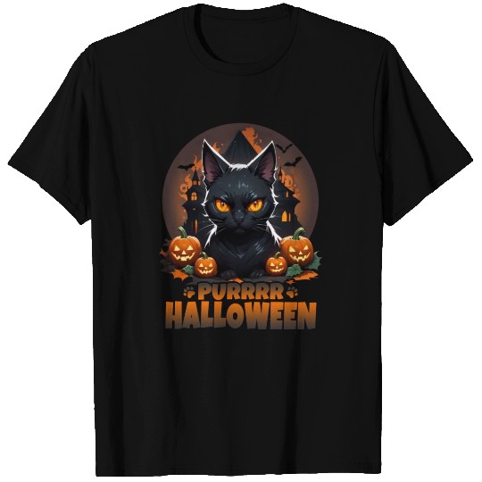 PURRR HALLOWEEN BLACK CAT T Shirts