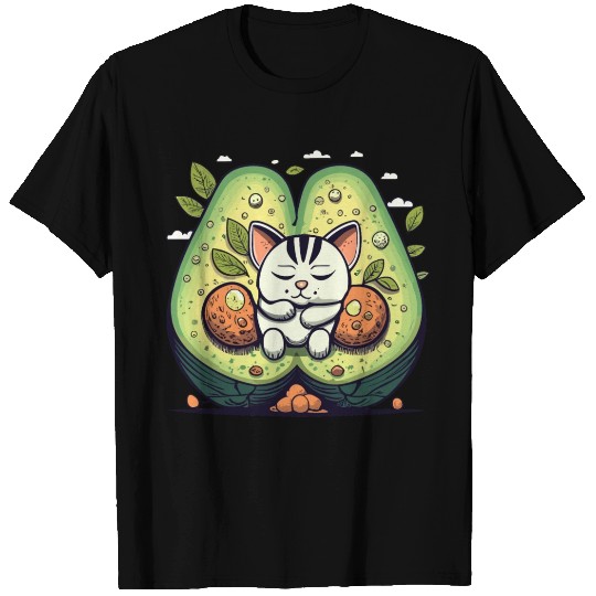 Kitten Sleeping On Conjoined Avocado T Shirts