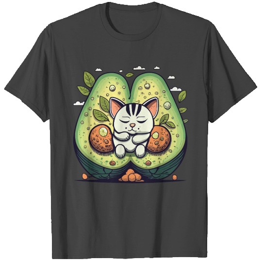 Kitten Sleeping On Conjoined Avocado T Shirts