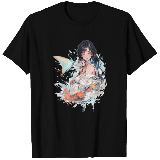 beautiful lady and butterfly T Shirts