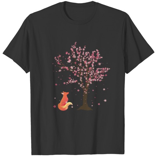 Cherry Blossom Tree Forest Animal Gift Sakura Fox T Shirts