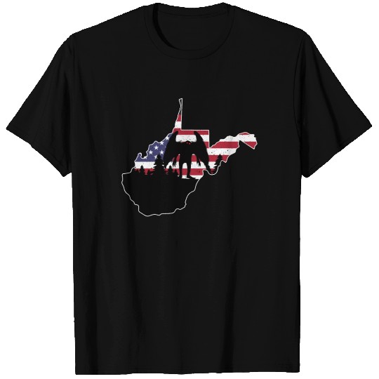 Mothman USA Flag Map Cryptid Cryptozoology T Shirts
