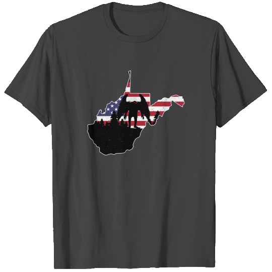 Mothman USA Flag Map Cryptid Cryptozoology T Shirts