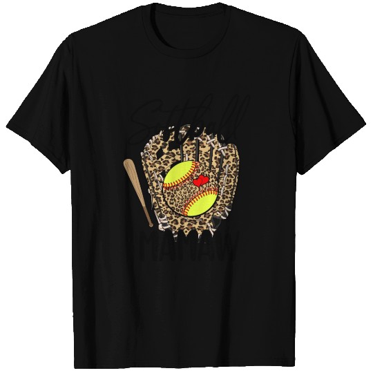 Softball Mamaw Leopard Game Day Softball Lover T Shirts