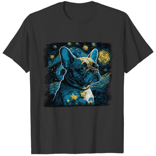 French Bulldog | Van Gogh Art Starry Night T Shirts