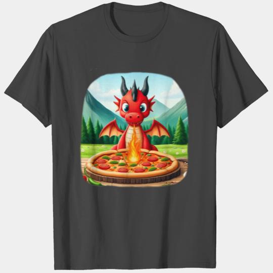 Super Cute Celtic Welsh Red Dragon Cooking Pizza! T Shirts