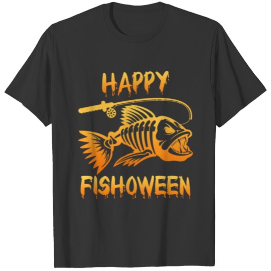 Happy Fishoween Creepy Horror T Shirts Angler