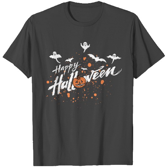 Happy Halloween Dark Background With Orange T Shirts