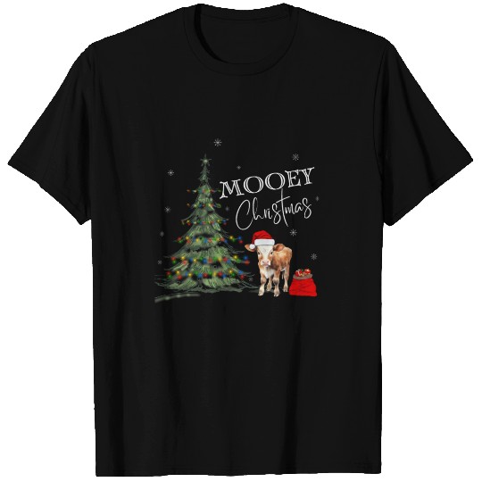 Mooey Christmas Cow for Cow Lover T Shirts