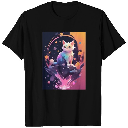 Cute Crystal Fantasy Cat Design T Shirts