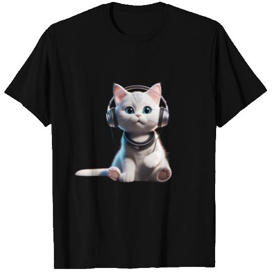 Music Lover Cat V II on Unisex Poly Cotton T Shirts