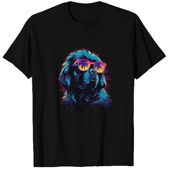 Leonberger Retro Sunset Dog T Shirts