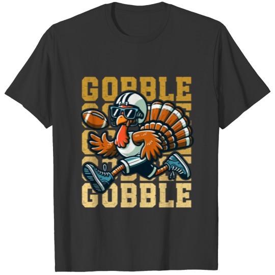 Gobble Turkey Boy Football Thanksgiving T Shirts