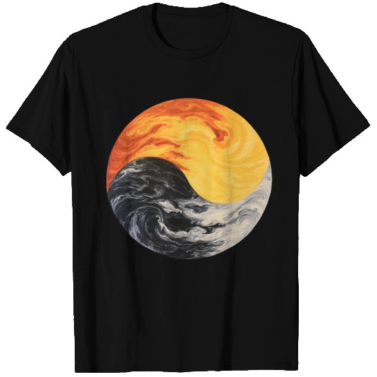 Yin Yang Sun and Moon Abstract Fire and Ice T Shirts
