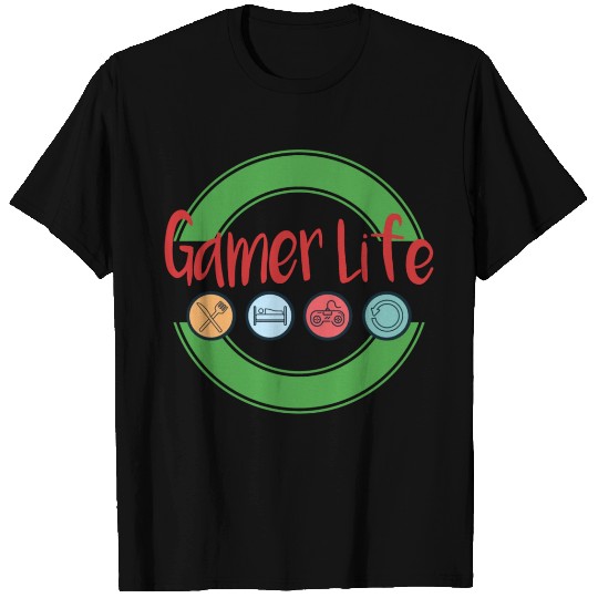 Gamer Life Eat Sleep Game Repeat Icons T Shirts
