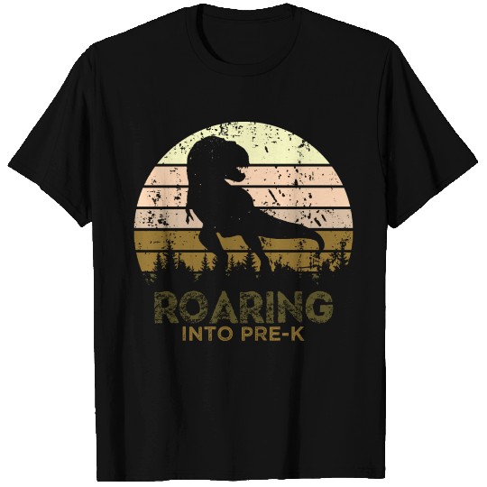 Kids Roaring Into Pre K Dinosaur Back To School T Shirts