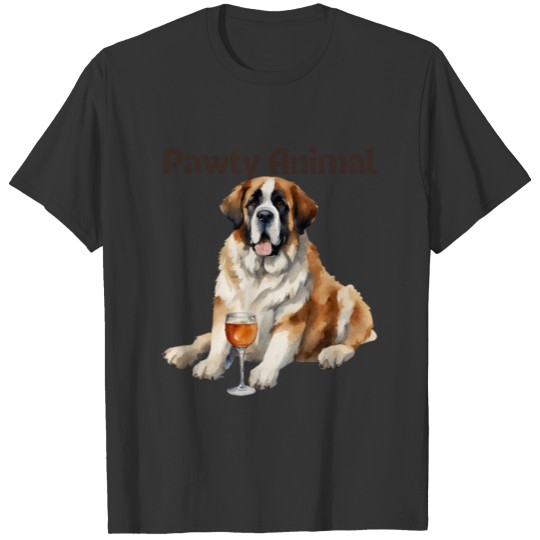 Saint Bernard Dog Pawty Animal T Shirts