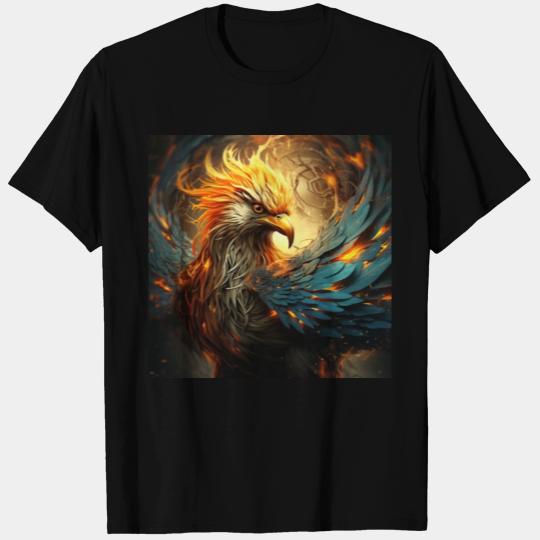 Phoenix Art Blue Wings with Flames T Shirts