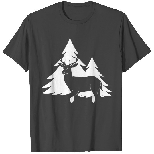 white Christmas tree with reindeer cutout T Shirts
