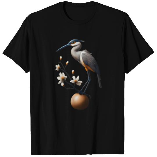 Heron Balanced On Pebble Japandi T Shirts