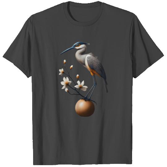 Heron Balanced On Pebble Japandi T Shirts
