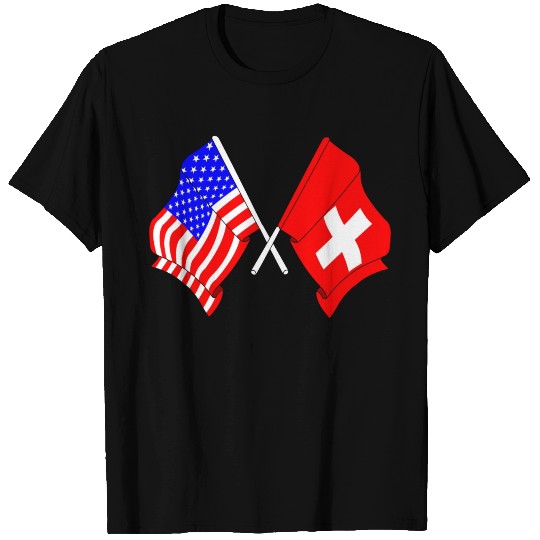 USA flag USA and Switzerland flag T Shirts