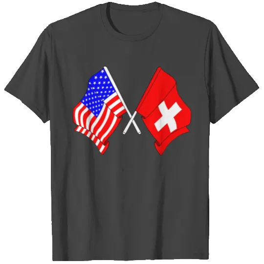 USA flag USA and Switzerland flag T Shirts