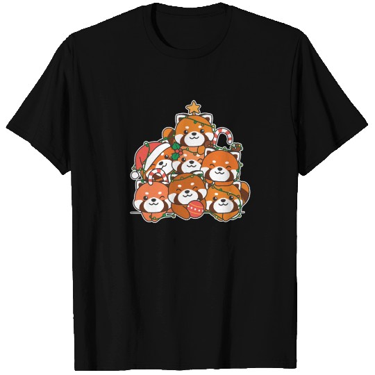 Red Panda Christmas Tree Funny Animal T Shirts